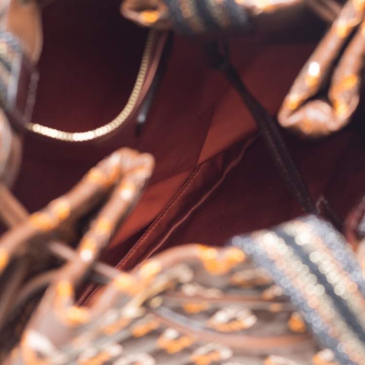 Pre Owned Marc Jacobs Brown/Rose Gold Leather Memphis Drawstring Tote