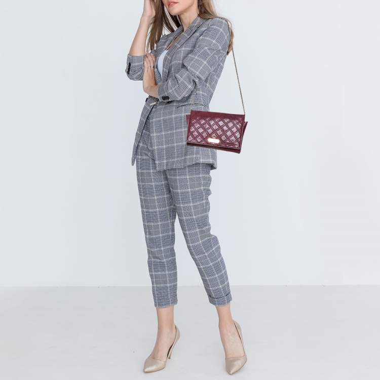 Pre Owned Marc Jacobs Burgundy Quilted Leather Flap Chain Clutch