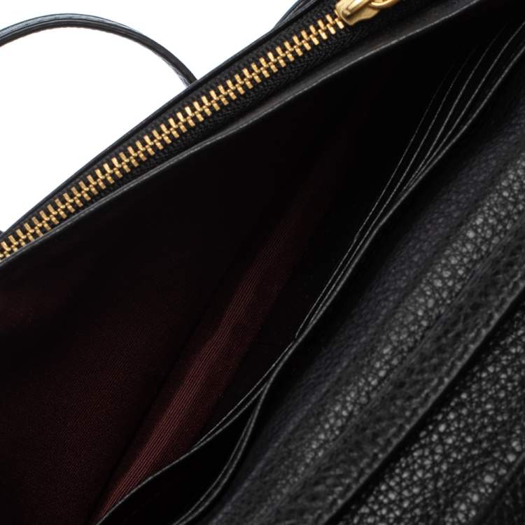 Pre Owned Marc Jacobs Black Leather Recruit Wallet on Strap 