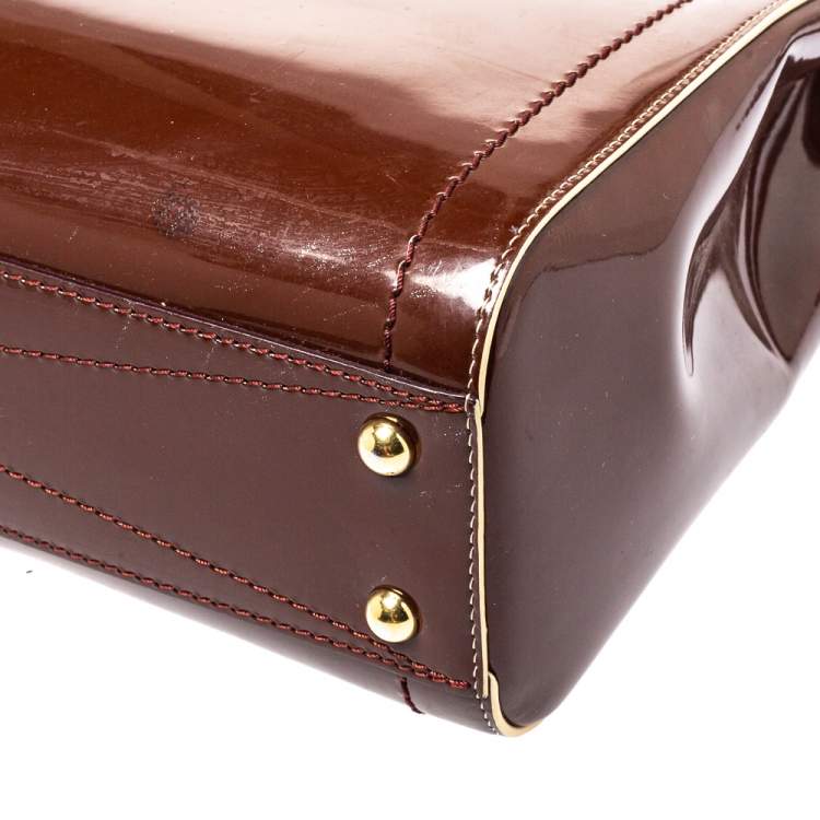 Pre Owned Marc Jacobs Brown Patent Leather Rider Top Handle Bag