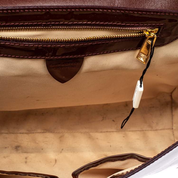 Pre Owned Marc Jacobs Brown Patent Leather Rider Top Handle Bag