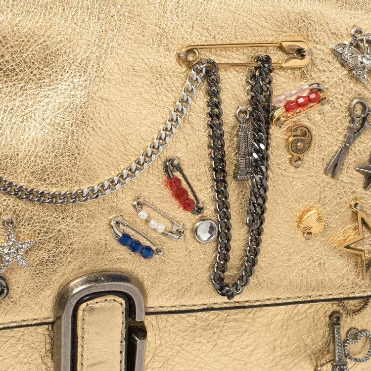 Pre Owned Marc Jacobs Gold Leather Charms And Trinket Crossbody Bag