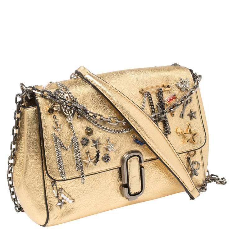Pre Owned Marc Jacobs Gold Leather Charms And Trinket Crossbody Bag