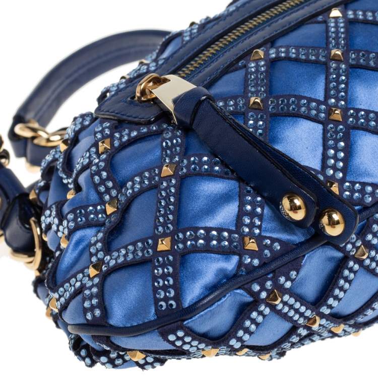Pre Owned Marc Jacobs Blue Satin Crystal Embellished Stam Shoulder Bag