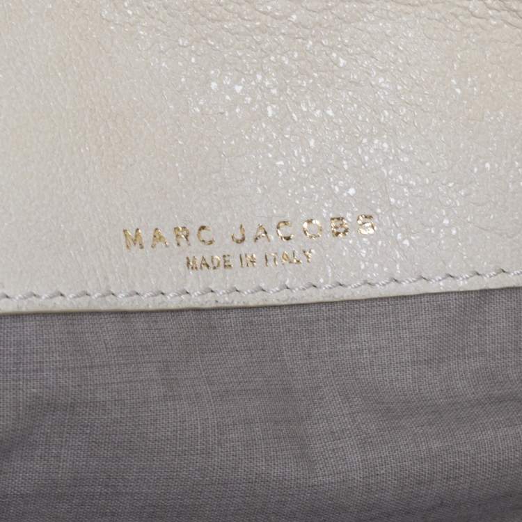 Pre Owned Marc Jacobs Cream/Brown Quilted Shimmer Leather Turnlock Flap Shoulder Bag