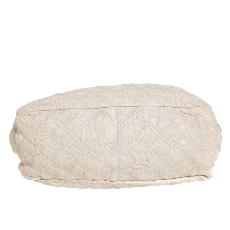 Pre Owned Marc Jacobs Cream/Brown Quilted Shimmer Leather Turnlock Flap Shoulder Bag