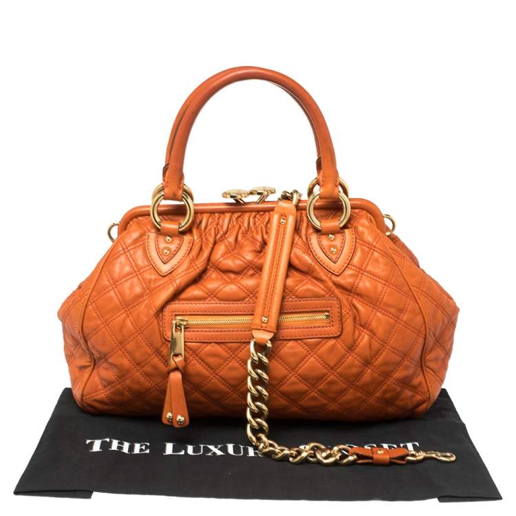 Pre Owned Marc Jacobs Orange Quilted Leather Stam Satchel