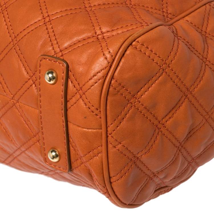 Pre Owned Marc Jacobs Orange Quilted Leather Stam Satchel