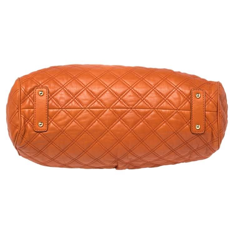 Pre Owned Marc Jacobs Orange Quilted Leather Stam Satchel