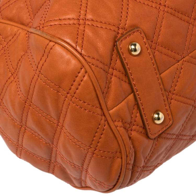 Pre Owned Marc Jacobs Orange Quilted Leather Stam Satchel