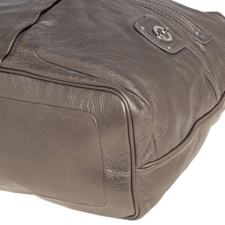 Pre Owned Marc Jacobs Metallic Soft Leather Double Pocket Shoulder Bag