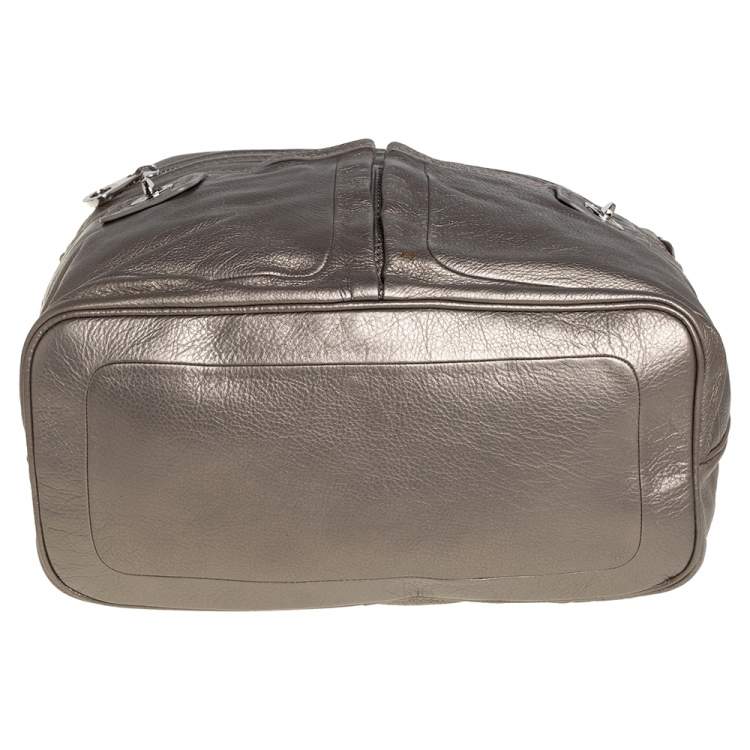 Pre Owned Marc Jacobs Metallic Soft Leather Double Pocket Shoulder Bag