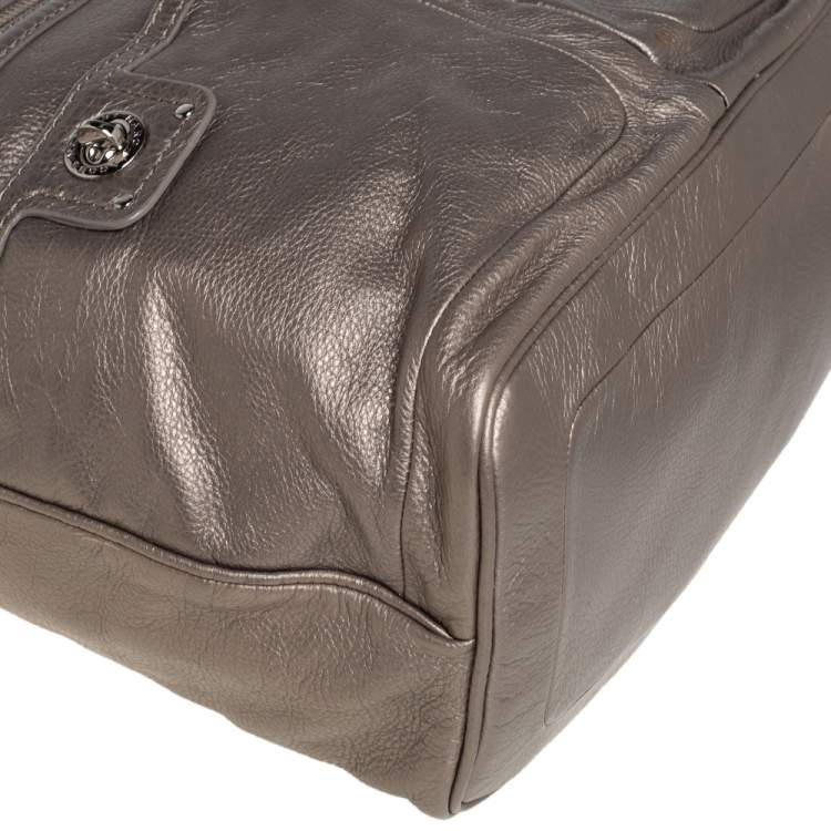 Pre Owned Marc Jacobs Metallic Soft Leather Double Pocket Shoulder Bag