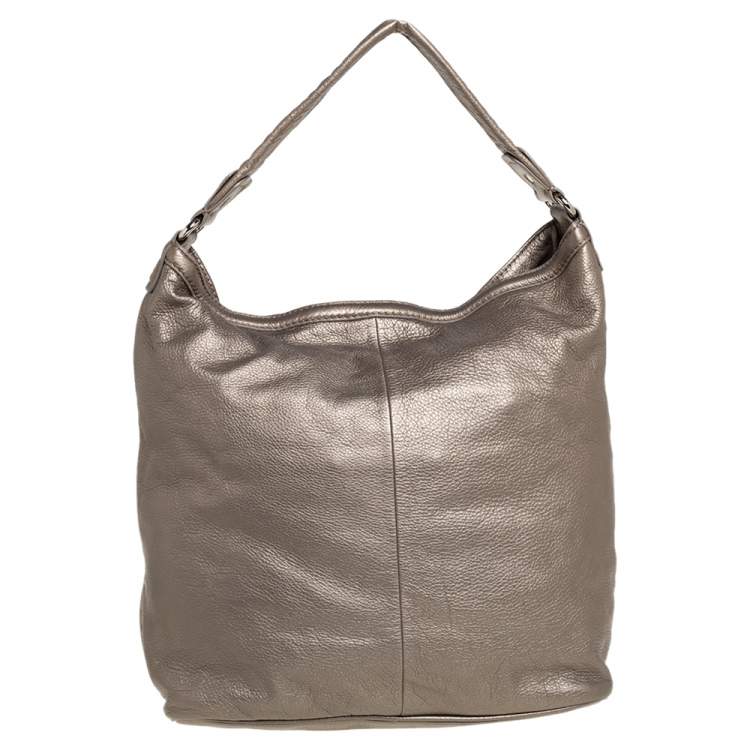 Pre Owned Marc Jacobs Metallic Soft Leather Double Pocket Shoulder Bag