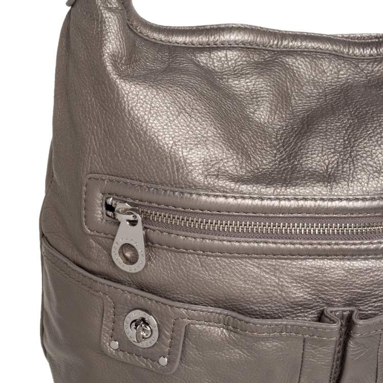 Pre Owned Marc Jacobs Metallic Soft Leather Double Pocket Shoulder Bag