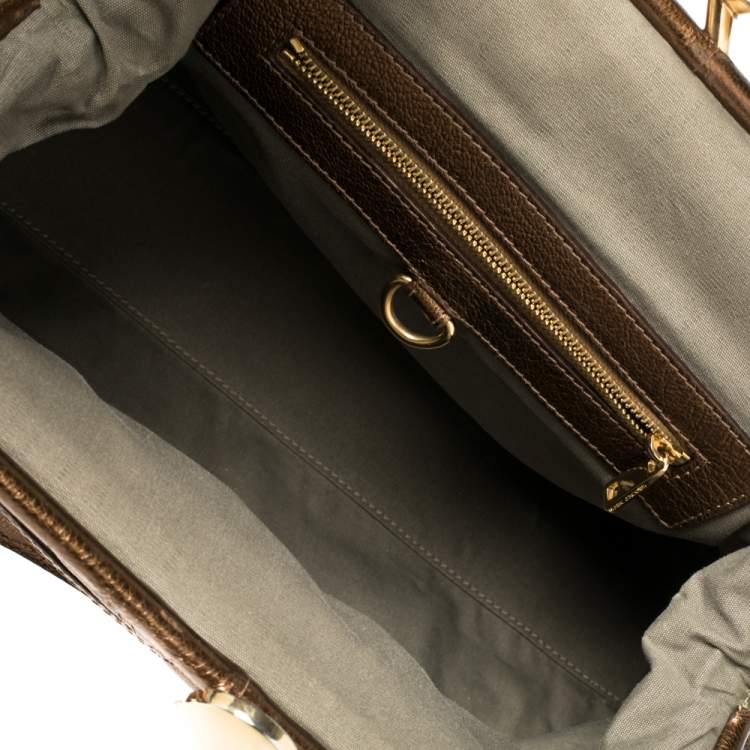 مملوكة مسبقًا Marc Jacobs Metallic Brown Quilted Leather Stam Satchel