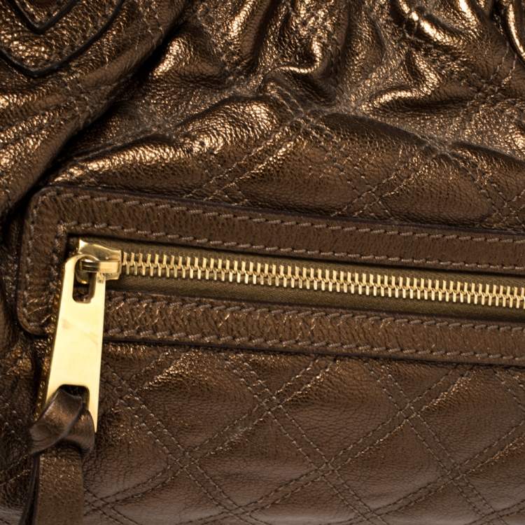 مملوكة مسبقًا Marc Jacobs Metallic Brown Quilted Leather Stam Satchel