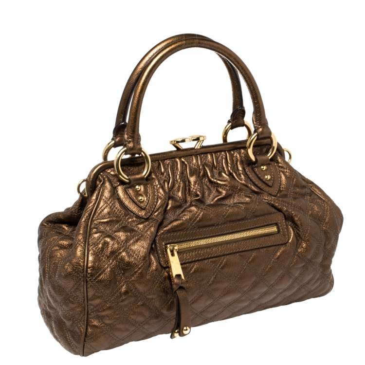 مملوكة مسبقًا Marc Jacobs Metallic Brown Quilted Leather Stam Satchel