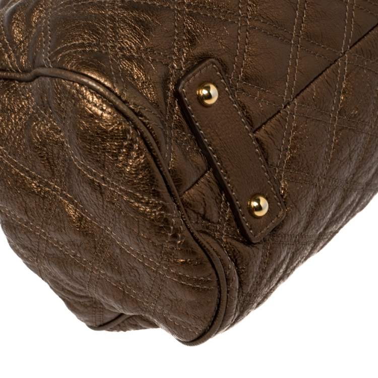 مملوكة مسبقًا Marc Jacobs Metallic Brown Quilted Leather Stam Satchel