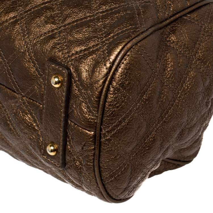 مملوكة مسبقًا Marc Jacobs Metallic Brown Quilted Leather Stam Satchel