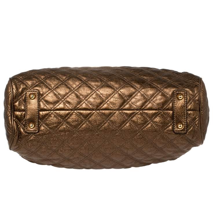 مملوكة مسبقًا Marc Jacobs Metallic Brown Quilted Leather Stam Satchel