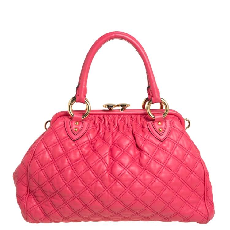 Pre Owned Marc Jacobs Fuchsia Quilted Leather Stam Satchel
