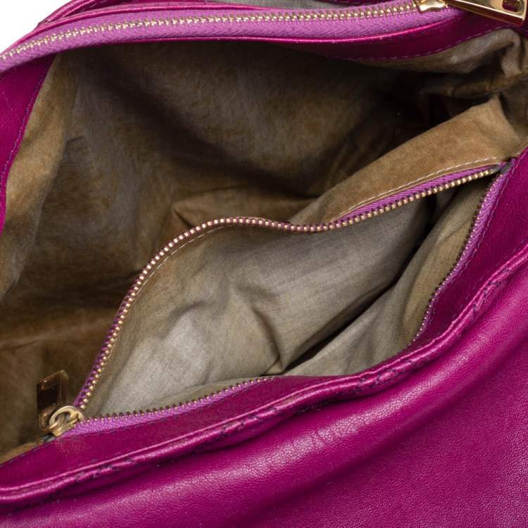 Pre Owned Marc Jacobs Dark Magenta Quilted Leather Single Shoulder Bag