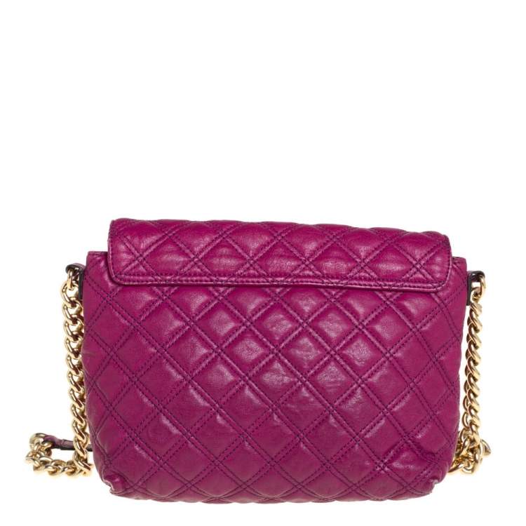 Pre Owned Marc Jacobs Dark Magenta Quilted Leather Single Shoulder Bag