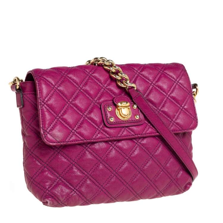 Pre Owned Marc Jacobs Dark Magenta Quilted Leather Single Shoulder Bag