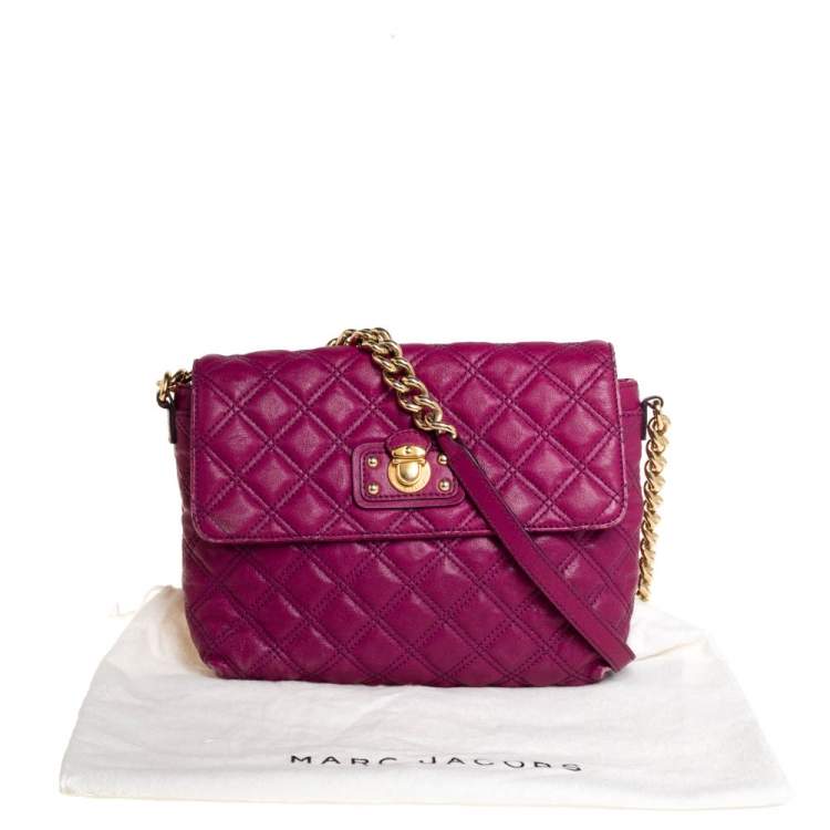 Pre Owned Marc Jacobs Dark Magenta Quilted Leather Single Shoulder Bag