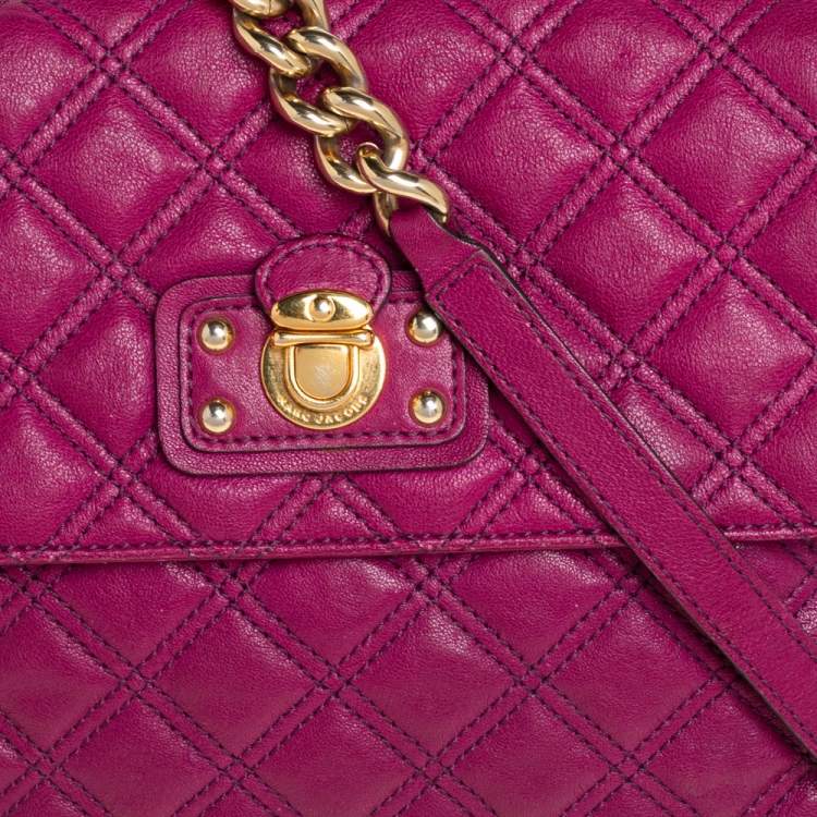 Pre Owned Marc Jacobs Dark Magenta Quilted Leather Single Shoulder Bag