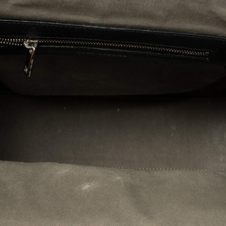 Pre Owned Marc Jacobs Black/Silver Quilted Leather Stam Satchel