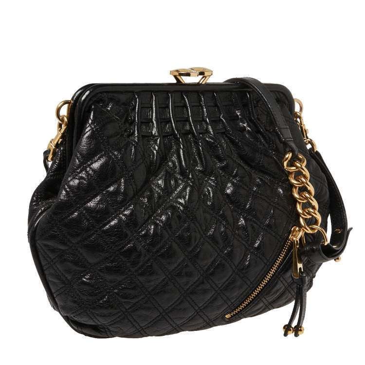 Pre Owned Marc Jacobs Black Quilted Leather Stam Satchel