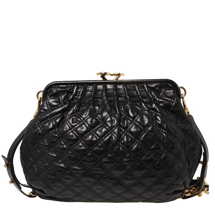 Pre Owned Marc Jacobs Black Quilted Leather Stam Satchel