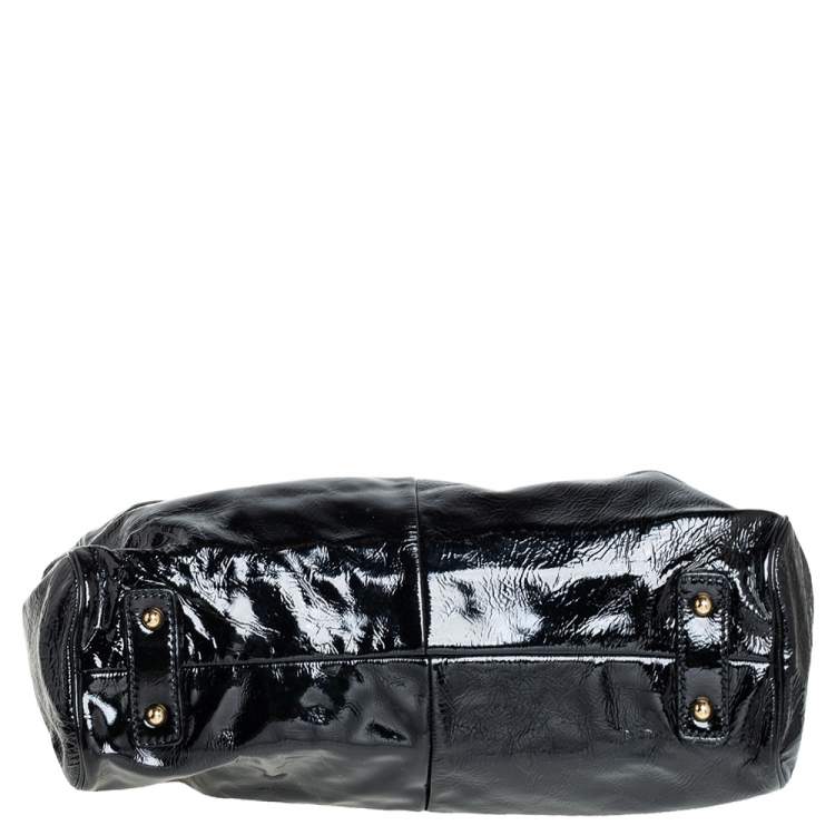 Pre Owned Marc Jacobs Black Patent Leather Stam Satchel