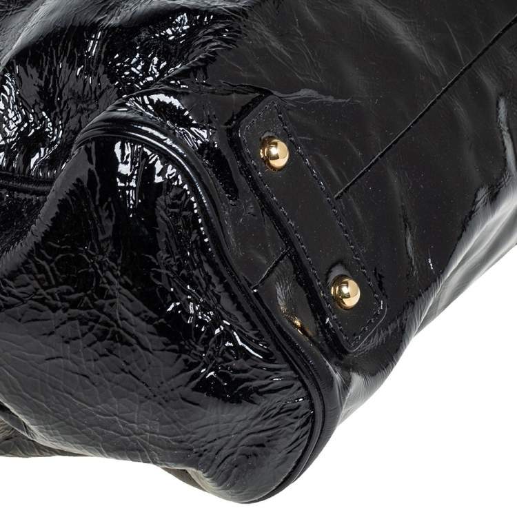 Pre Owned Marc Jacobs Black Patent Leather Stam Satchel