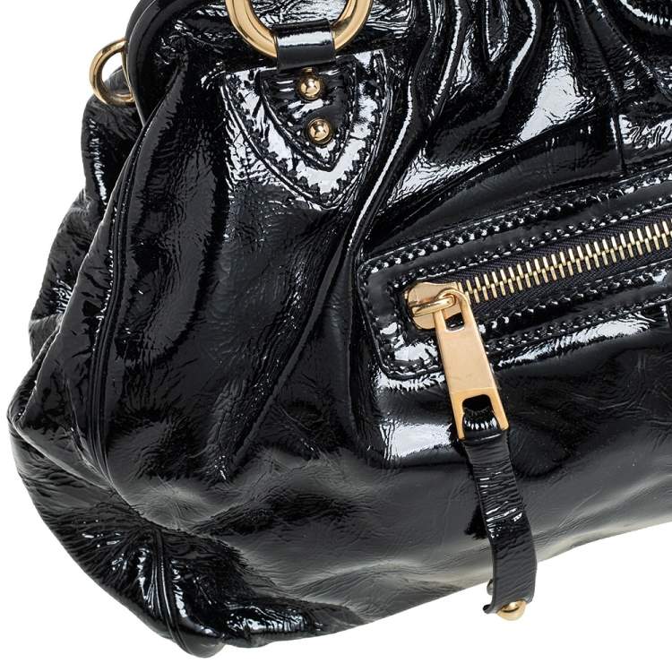 Pre Owned Marc Jacobs Black Patent Leather Stam Satchel