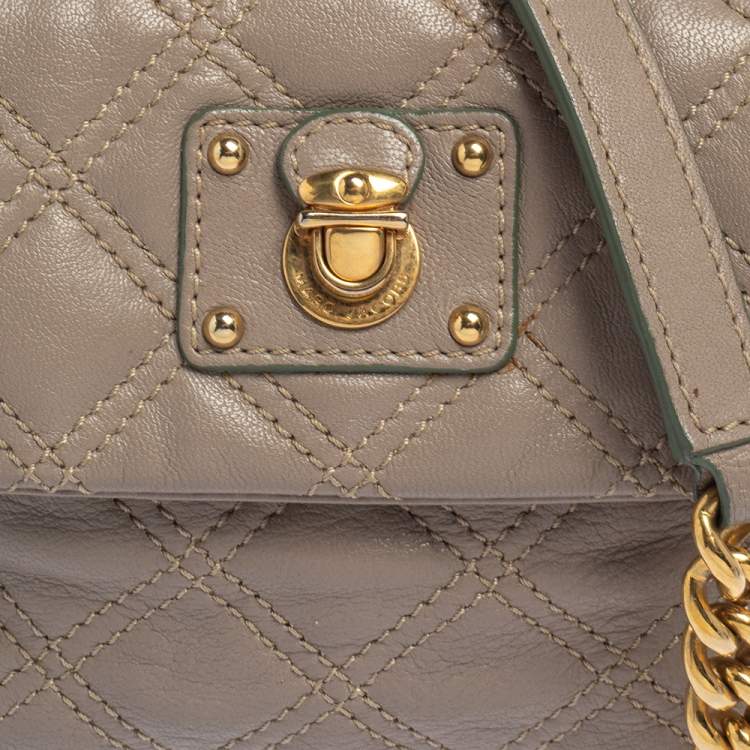 Pre Owned Marc Jacobs Taupe Quilted Leather Crossbody Bag