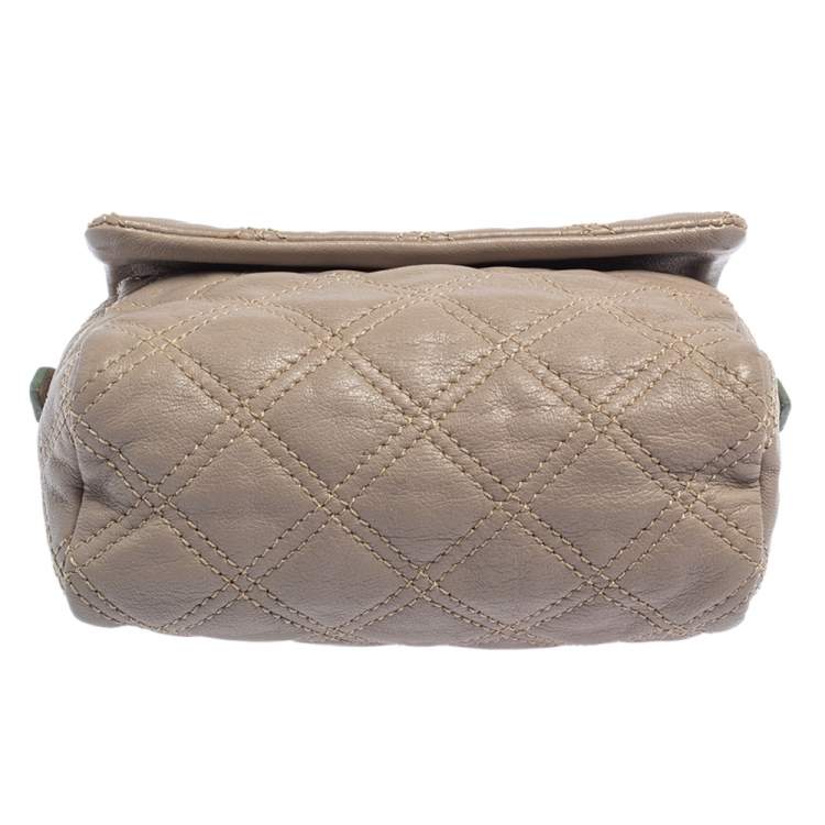 Pre Owned Marc Jacobs Taupe Quilted Leather Crossbody Bag
