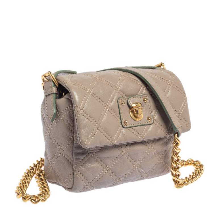 Pre Owned Marc Jacobs Taupe Quilted Leather Crossbody Bag