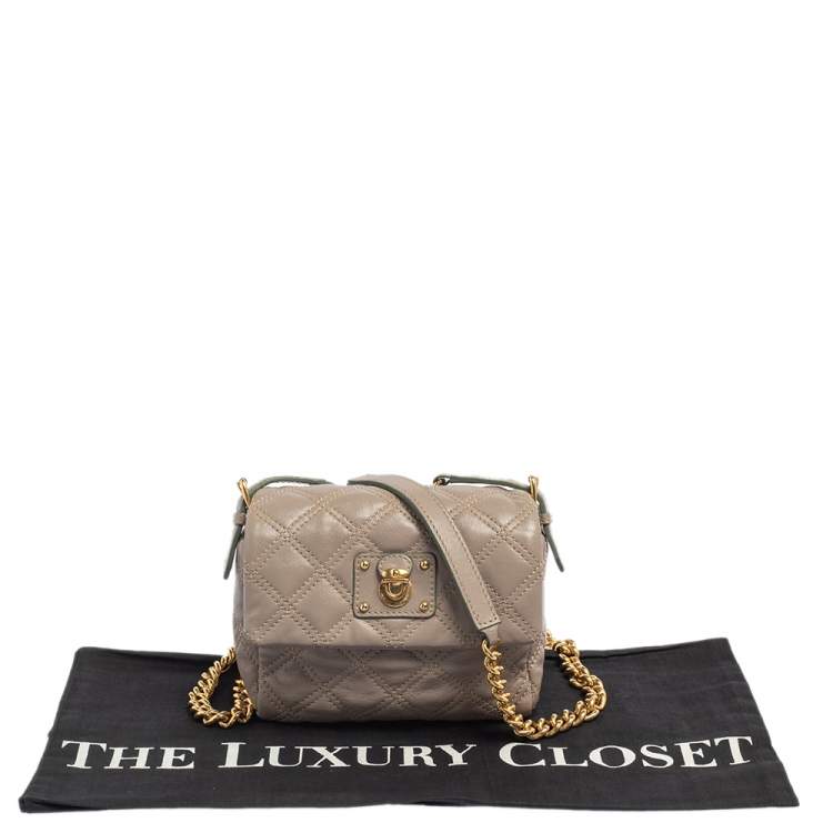 Pre Owned Marc Jacobs Taupe Quilted Leather Crossbody Bag