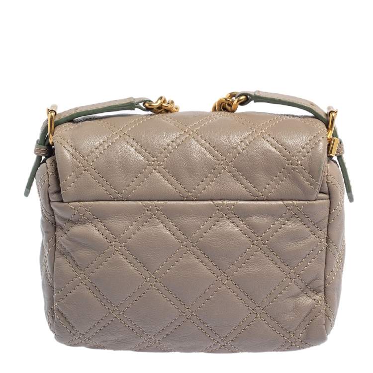 Pre Owned Marc Jacobs Taupe Quilted Leather Crossbody Bag