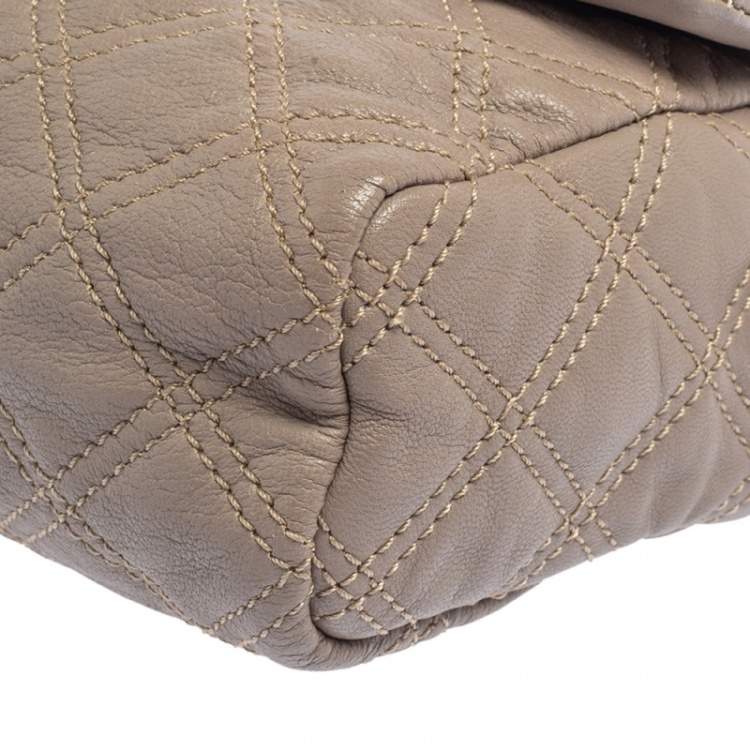 Pre Owned Marc Jacobs Taupe Quilted Leather Crossbody Bag