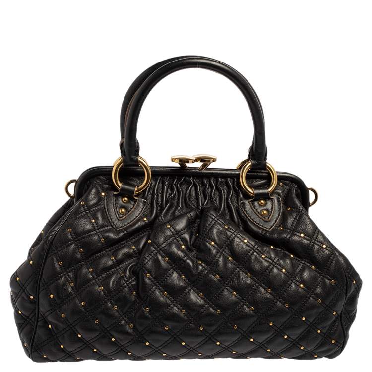 Pre Owned Marc Jacobs Black Leather Studded Stam Satchel
