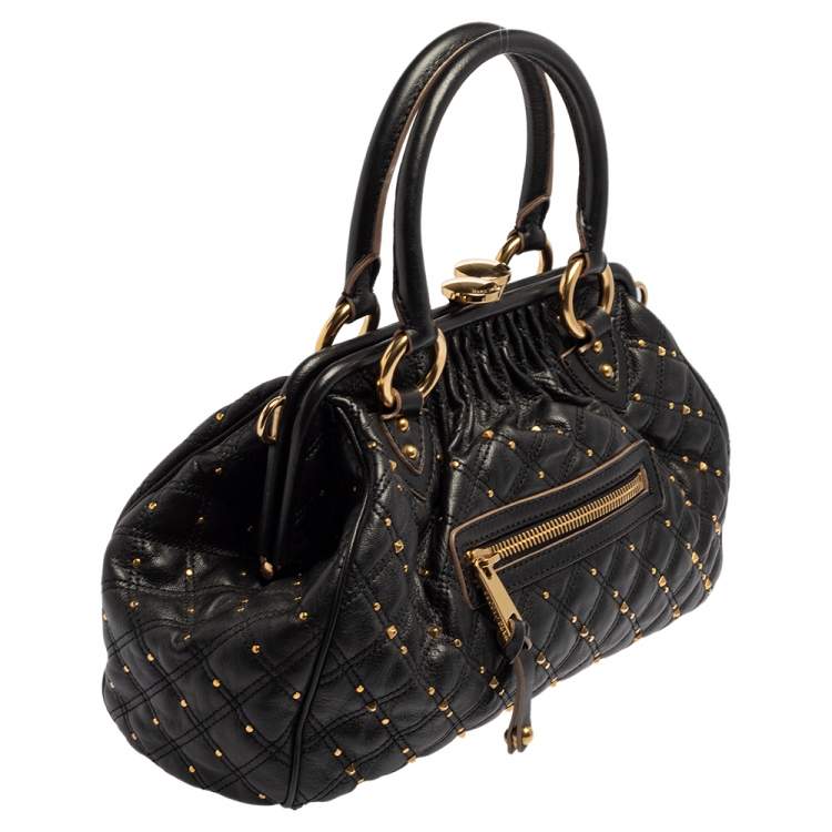 Pre Owned Marc Jacobs Black Leather Studded Stam Satchel