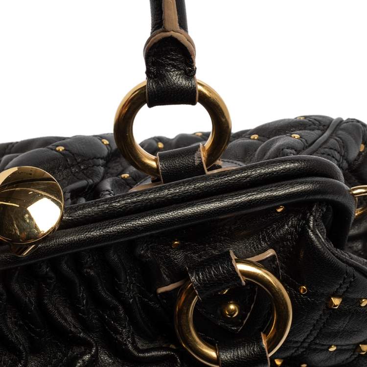 Pre Owned Marc Jacobs Black Leather Studded Stam Satchel