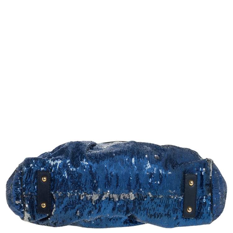 Pre Owned Marc Jacobs Blue Sequin and Suede New York Rocker Stam Satchel 