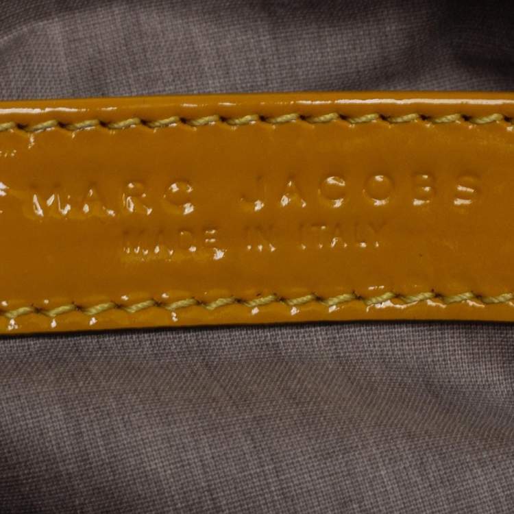 Pre Owned Marc Jacobs Mustard Yellow/Green Patent Leather And Leather Shoulder Bag