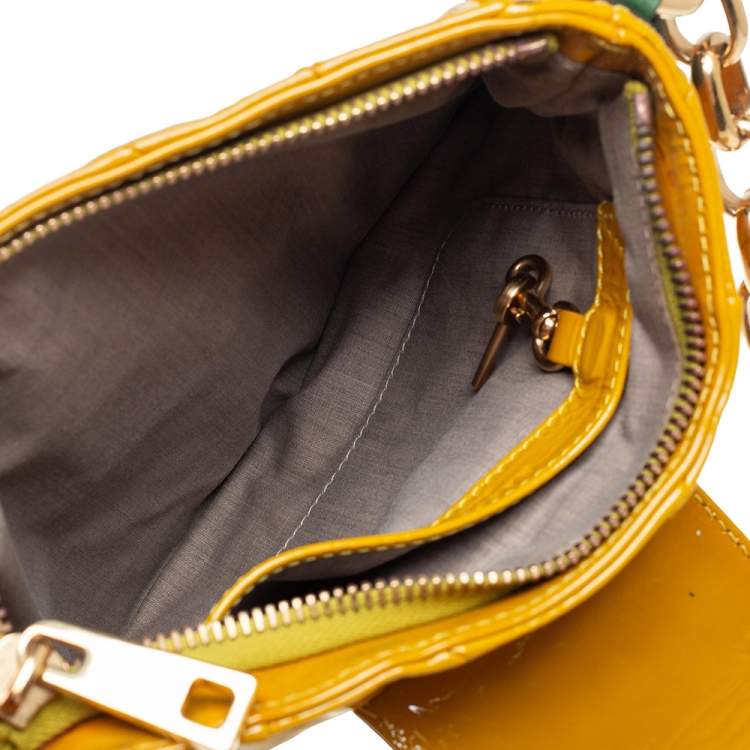 Pre Owned Marc Jacobs Mustard Yellow/Green Patent Leather And Leather Shoulder Bag