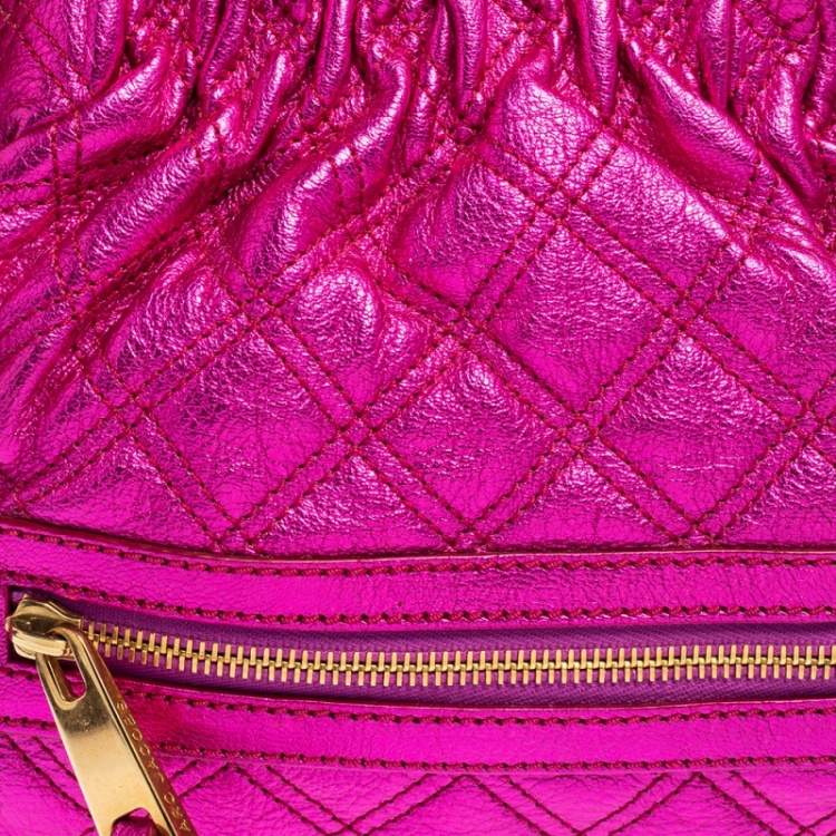 Pre Owned Marc Jacobs Metallic Fuchsia Quilted Leather Little Stam Shoulder Bag